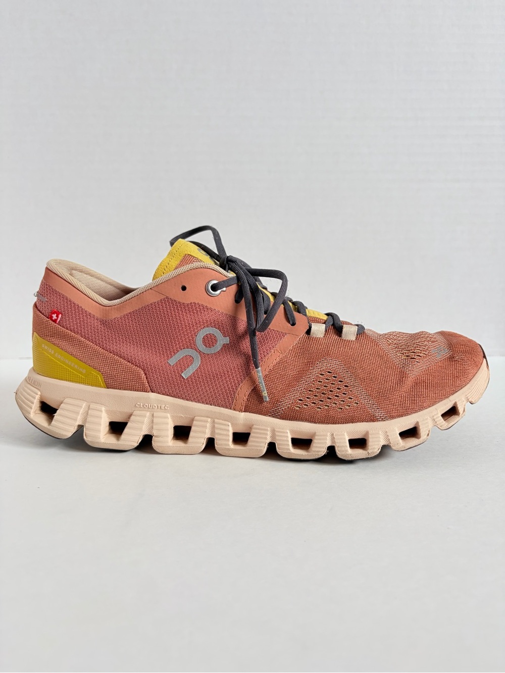 On Running Cloud X Shoes Training Gym Lightweight Mesh Pink Cream Yellow Size 11